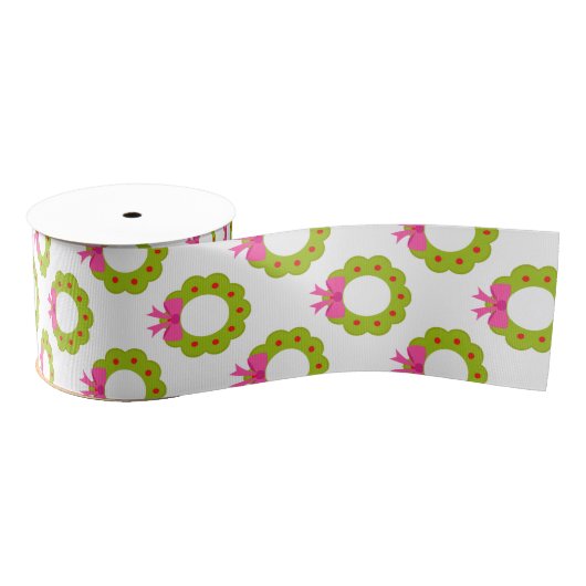 Christmas Wreath Pattern – Pink Bow Holiday Design Grosgrain Lint (Spoel)