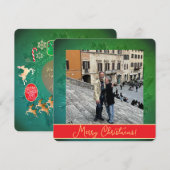 Christmas Wreath + Photo Flat Holiday Card Feestdagenkaart (Voorkant / Achterkant)