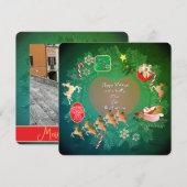Christmas Wreath + Photo Flat Holiday Card Feestdagenkaart (Voorkant / Achterkant)