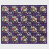 Christmas Wreath Plaids Family Photo Personalized Cadeaupapier (Vlak)