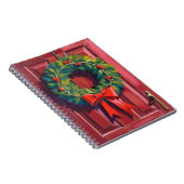 Christmas Wreath Red Door Watercolor Holiday Notitieboek (Rechterzijde)