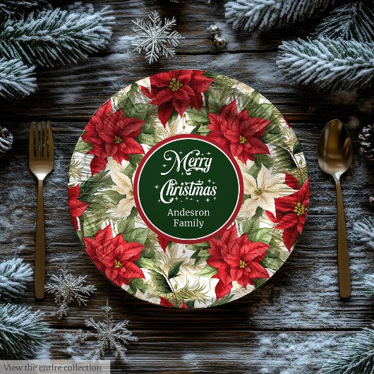Christmas Wreath Red Green Modern Paper Plates  Papieren Bordje