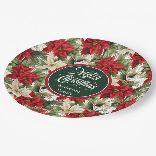 Christmas Wreath Red Green Modern Paper Plates  Papieren Bordje (Gekanteld)