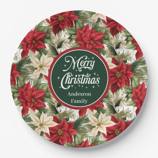 Christmas Wreath Red Green Modern Paper Plates Papieren Bordje (Voorkant)
