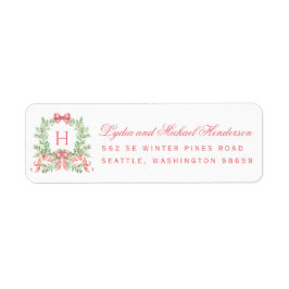 Christmas Wreath Red Script Return Address Etiket