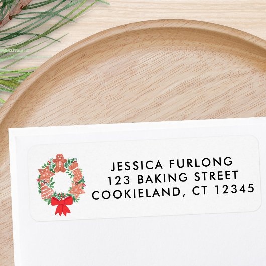 Christmas Wreath Return Address Etiket