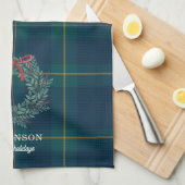 Christmas Wreath Tartan Plaid Family Name Theedoek (Quarter Fold)