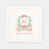 Christmas Wreath w Candy Cane Bow | Monogram  Servet (Voorkant)