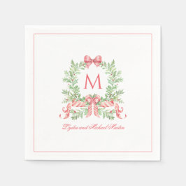 Christmas Wreath w Candy Cane Bow | Monogram Servet