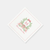 Christmas Wreath w Candy Cane Bow | Monogram  Servet (Hoek)