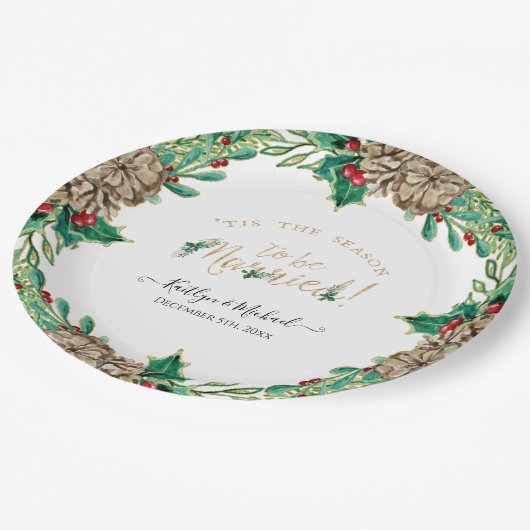 Christmas Wreath Waterverf Seizoen Te Trouwen Papieren Bordje (Gekanteld)