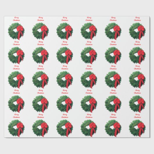 Christmas Wreath White Wrapping Paper Cadeaupapier (Vlak)