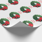 Christmas Wreath White Wrapping Paper Cadeaupapier (Hoek)