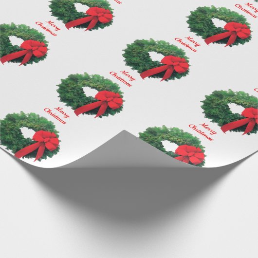 Christmas Wreath White Wrapping Paper Cadeaupapier (Hoek)