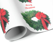 Christmas Wreath White Wrapping Paper Cadeaupapier (Rol Hoek)