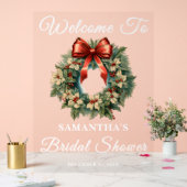 Christmas Wreath Winter Vrijgezellenfeest Welkom Acryl Bord (Huwelijk)