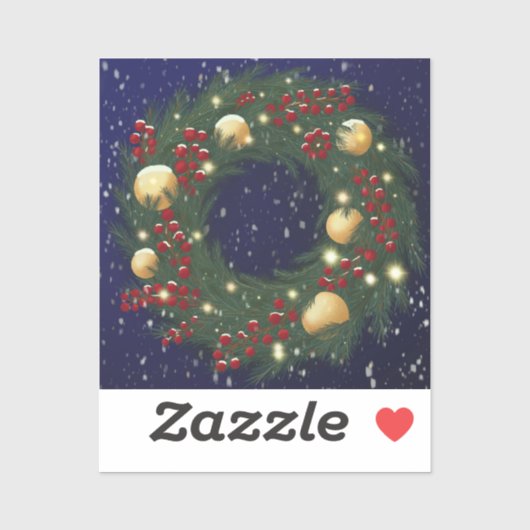 Christmas wreath with pine branches sticker (Vel)