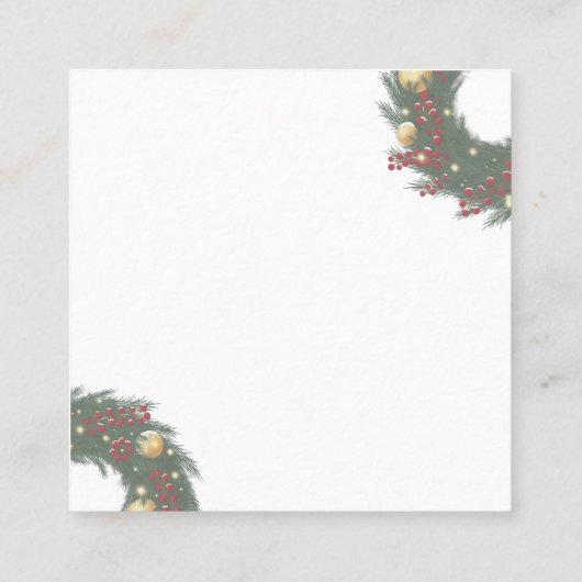 Christmas wreath with pine branches vierkante visitekaartje (Achterkant)