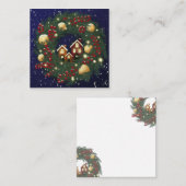 Christmas wreath with pine branches vierkante visitekaartje (Voorkant / Achterkant)