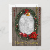 Christmas Wreath with your Photo & Text Feestdagenkaart (Voorkant / Achterkant)