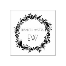 CHRISTMAS WREATH WOOD ART STAMP MET INITIALEN