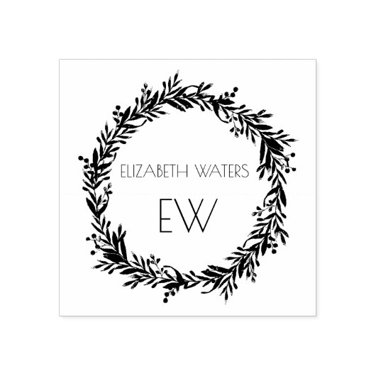 CHRISTMAS WREATH WOOD ART STAMP MET INITIALEN RUBBERSTEMPEL (Afrduk)