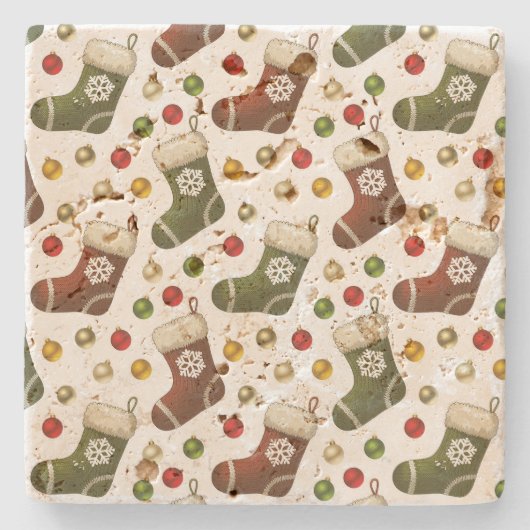 Christmas Wreaths Stenen Onderzetter (Voorkant)