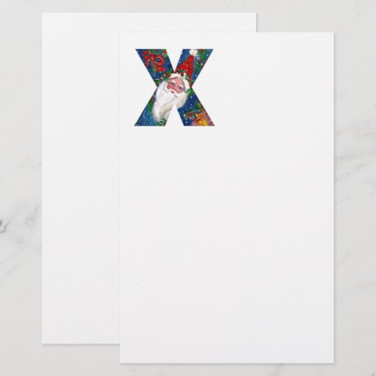 CHRISTMAS X BRIEF / SANTA CLAUS MET RODE RIBBON BRIEFPAPIER (Voorkant / Achterkant)