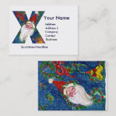 CHRISTMAS X BRIEF / SANTA CLAUS MET RODE RIBBON VISITEKAARTJE (Voorkant / Achterkant)