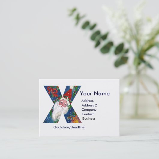 CHRISTMAS X BRIEF / SANTA CLAUS MET RODE RIBBON VISITEKAARTJE (Staand voorkant)