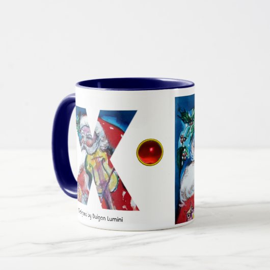 CHRISTMAS X BRIEF / SANTA MET VIOLIN MONOGRAM MOK (Voorkant links)