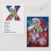 CHRISTMAS X BRIEF / SANTA MET VIOLIN MONOGRAM VISITEKAARTJE (Voorkant / Achterkant)