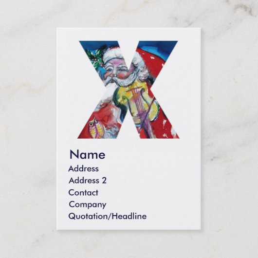 CHRISTMAS X BRIEF / SANTA MET VIOLIN MONOGRAM VISITEKAARTJE (Voorkant)