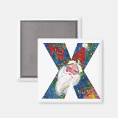 CHRISTMAS X BRIEF / SANTA RED RIBBON MONOGRAM MAGNEET (Voorkant / Achterkant)