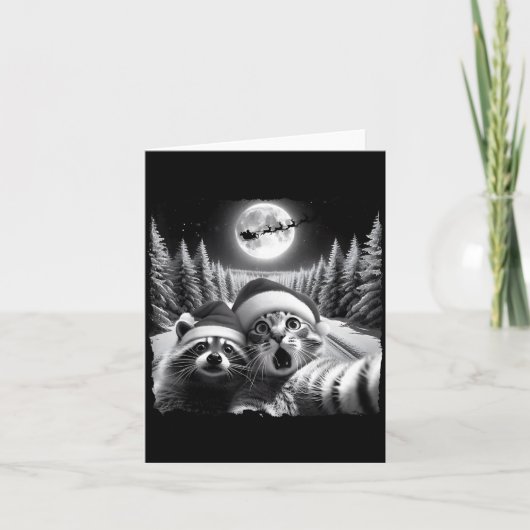 Christmas Xmas Holiday Funny Cat Taking Selfie Rac Kaart (Voorkant)