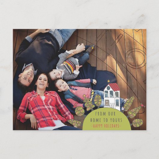 Christmas Xmas House Illustratie Foto Briefkaart (Voorkant)