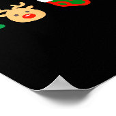Christmas Xmas Santa, Tree, Stocking, Reindeer Des Poster (Hoek)