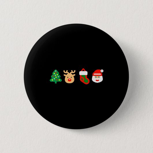 Christmas Xmas Santa, Tree, Stocking, Reindeer Des Ronde Button 5,7 Cm (Voorkant)