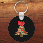 Christmas Xmas Tree Patchwork Coquette Bow Pajamas Sleutelhanger (Voorkant)