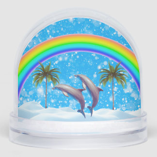 Christmas Y2K Dolphins Rainbow Snow Globe Sneeuwbol