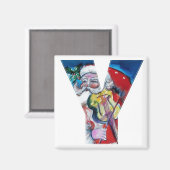CHRISTMAS Y BRIEF/SANTA MET VIOLIN MONOGRAM MAGNEET (Voorkant / Achterkant)