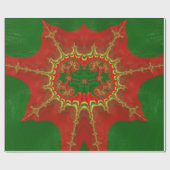 CHRISTMAS ~ Yellow Fractal Pattern Green Red ~ Cadeaupapier (Vlak)