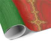 CHRISTMAS ~ Yellow Fractal Pattern Green Red ~ Cadeaupapier (Rol Hoek)