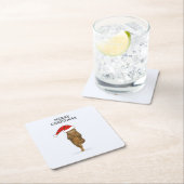 Christmas yoga cat your text kartonnen onderzetters (Insitu)