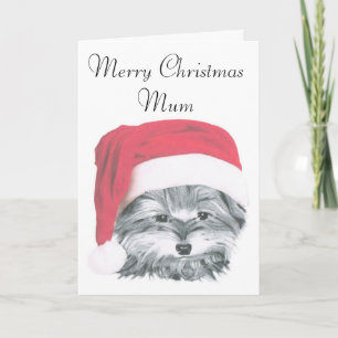 Christmas Yorkie Dog, vrolijke kerst Mum Kaart