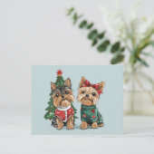 Christmas Yorkie Dogs Briefkaart (Staand voorkant)