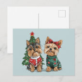 Christmas Yorkie Dogs Briefkaart (Voorkant / Achterkant)