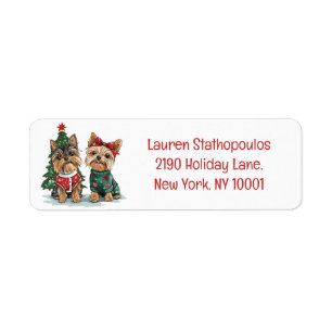 Christmas Yorkie Dogs Etiket