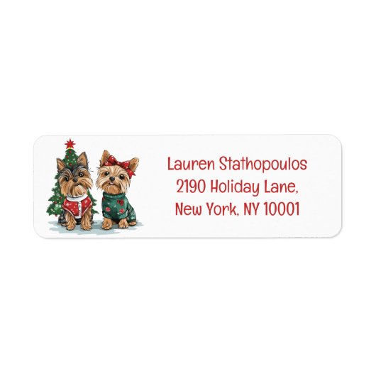 Christmas Yorkie Dogs Etiket (Voorkant)