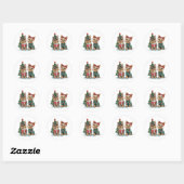 Christmas Yorkie Dogs Ronde Sticker (Vel)